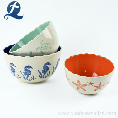 Factory Directly Sale Creative Printed Ceramic Snack Bowl